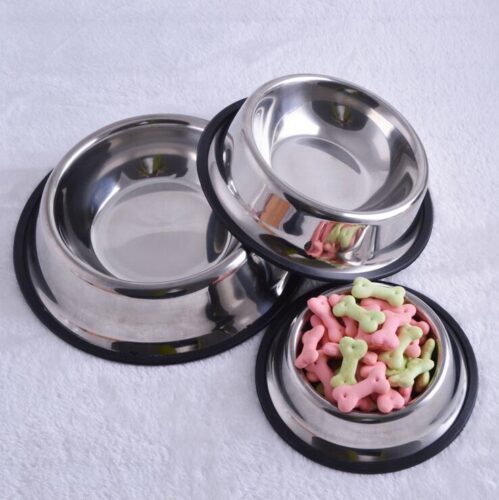 1PC 4 Size Stainless Steel Standard Pet Dog Puppy Cat Food or Drink Water Bowl Dish e1671544539938