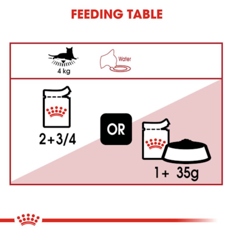 Royal Canin Instinctive Adult Cat Gravy Pouch Feeding Table by Petco Pakistan