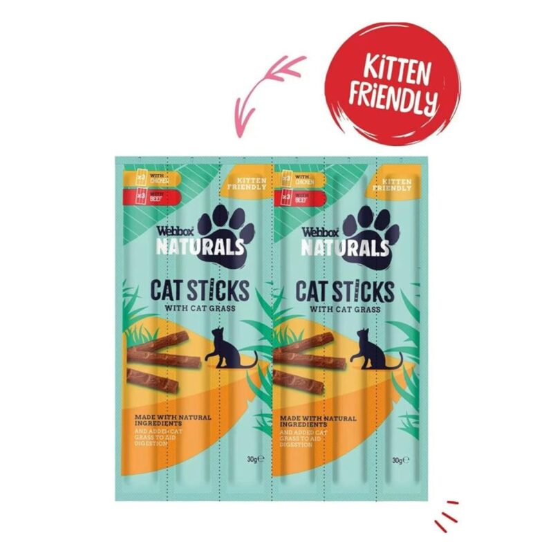 Webbox Naturals Cat Treats Sticks with Cat Grass Beef & Chicken Petco2