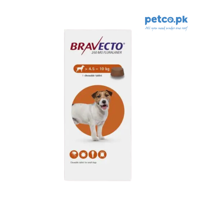 Bravecto Chewable Tablets for Small Dogs 250mg (4.5kg-10kg)