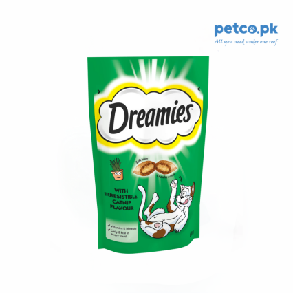 Dreamies Cat Treat with Irresistible Cat Nip Flavor