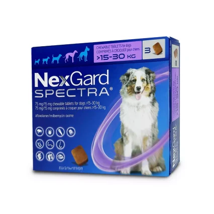 NexGard Spectra 75 mg/30 mg Chewable Tablets for Dogs (15-30 kg)