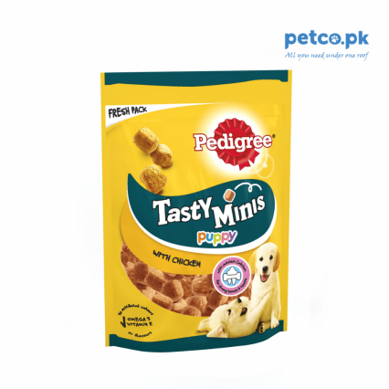 PEDIGREE TASTY MINIS Puppy Dog Treats Chicken Chewy Cubes 125g
