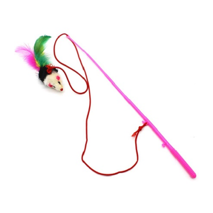 Cat Playing Stick Mouse