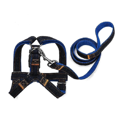 Denim Dog Vest Harness With Leash