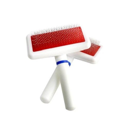 DOG & CAT PLASTIC WHITE SLICKER BRUSH IN PACK