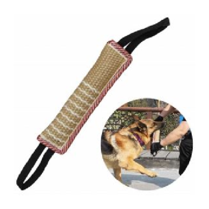 Dog Tug Toy | Jute Bite Pillow with 2 Handles for Puppy Training