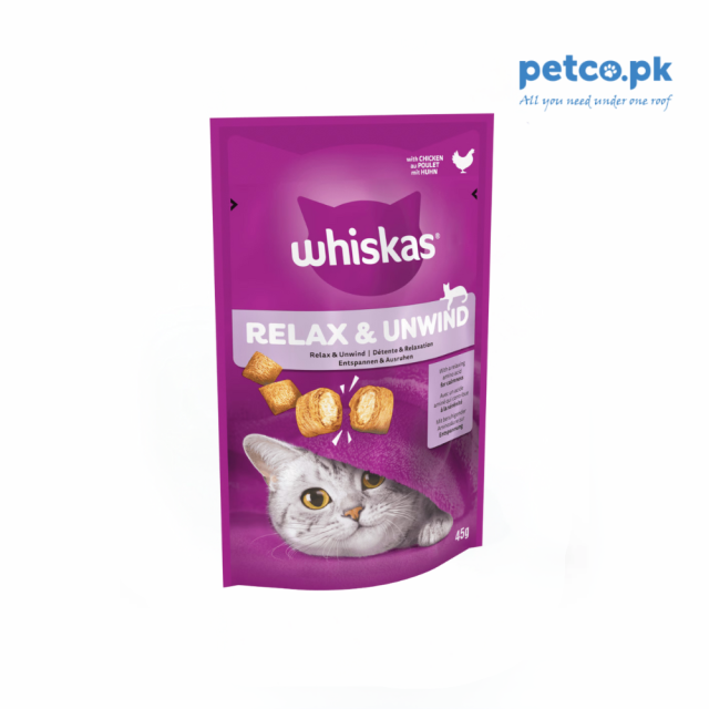 WHISKAS Relax & Unwind Adult Cat Treats with Chicken 45g
