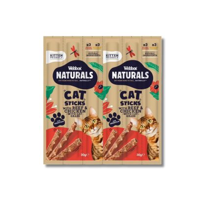 Webbox Naturals Cat Treats Sticks with Cat Grass Beef & Chicken