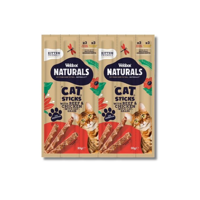 Webbox Naturals Cat Treats Sticks with Cat Grass Beef & Chicken