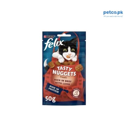 Felix Tasty Nuggets Beef and Lamb Cat Treat 50 Grams Main Front Image by Petco.pk