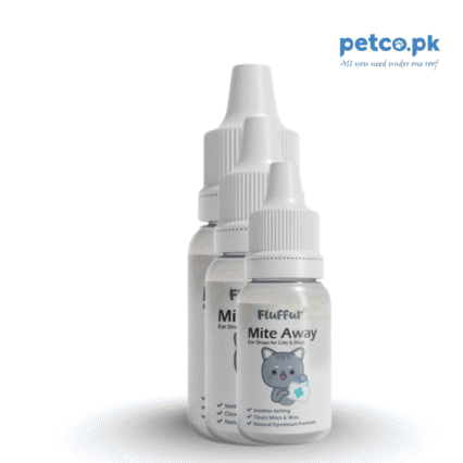 "Short Description - Available in 15 ML - Mite Away Ear Drops is for Cat & Dogs - Soothes Itching & Clear Mites & Wax - Natural Pyrethrum Formula - Cats & Small Breed Dogs – 2 Drops - Small and Medium Breed Dogs – 4 – 5 Drops - Large Breed Dogs – 6 Drops "