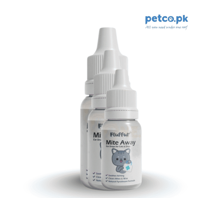 "Short Description - Available in 15 ML - Mite Away Ear Drops is for Cat & Dogs - Soothes Itching & Clear Mites & Wax - Natural Pyrethrum Formula - Cats & Small Breed Dogs – 2 Drops - Small and Medium Breed Dogs – 4 – 5 Drops - Large Breed Dogs – 6 Drops "